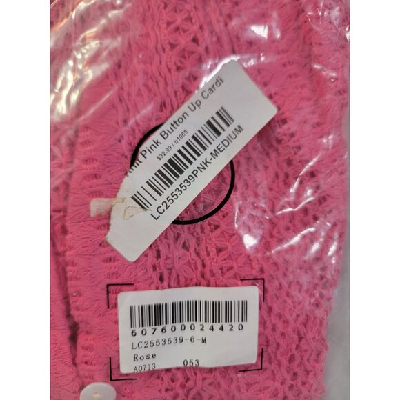 Cardi Womens Med Pink/Rose Button-Up Lightweight Knit Design New in Bag - Picture 6 of 7